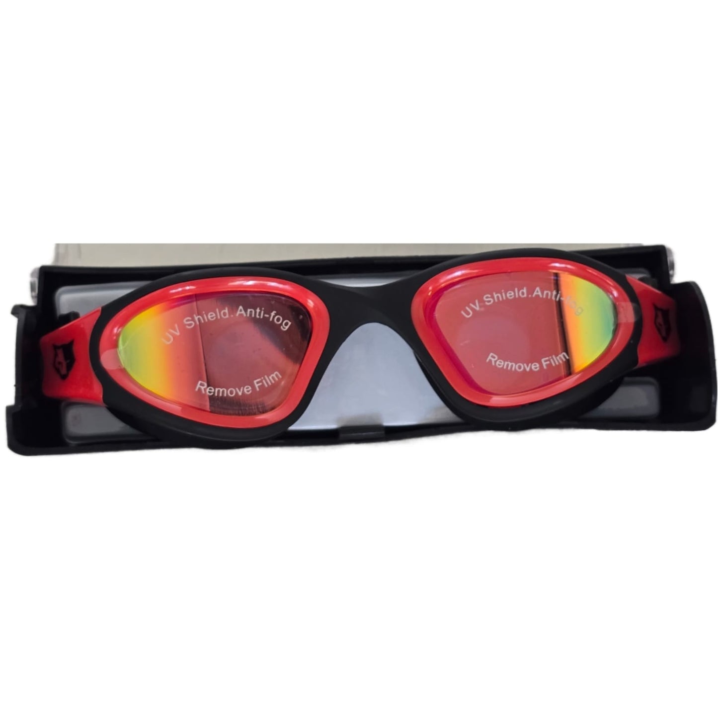 FLOWOLF FH1 Open Water Goggles - Black/ Red / Mirror Lenses + Mesh Bag