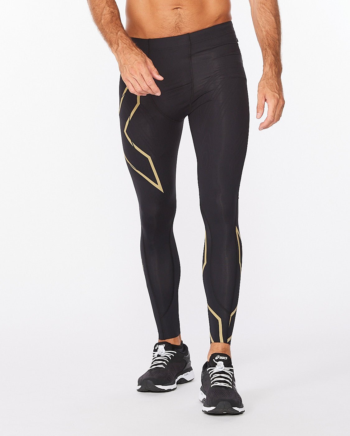 2XU South Africa - Men's Light Speed Compression Tights - Black/Gold Reflective