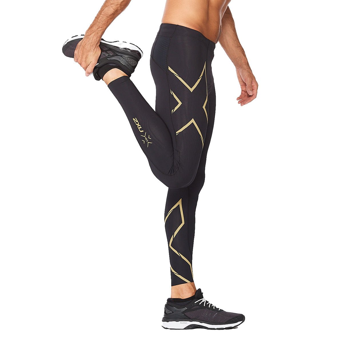2XU South Africa - Men's Light Speed Compression Tights - Black/Gold Reflective