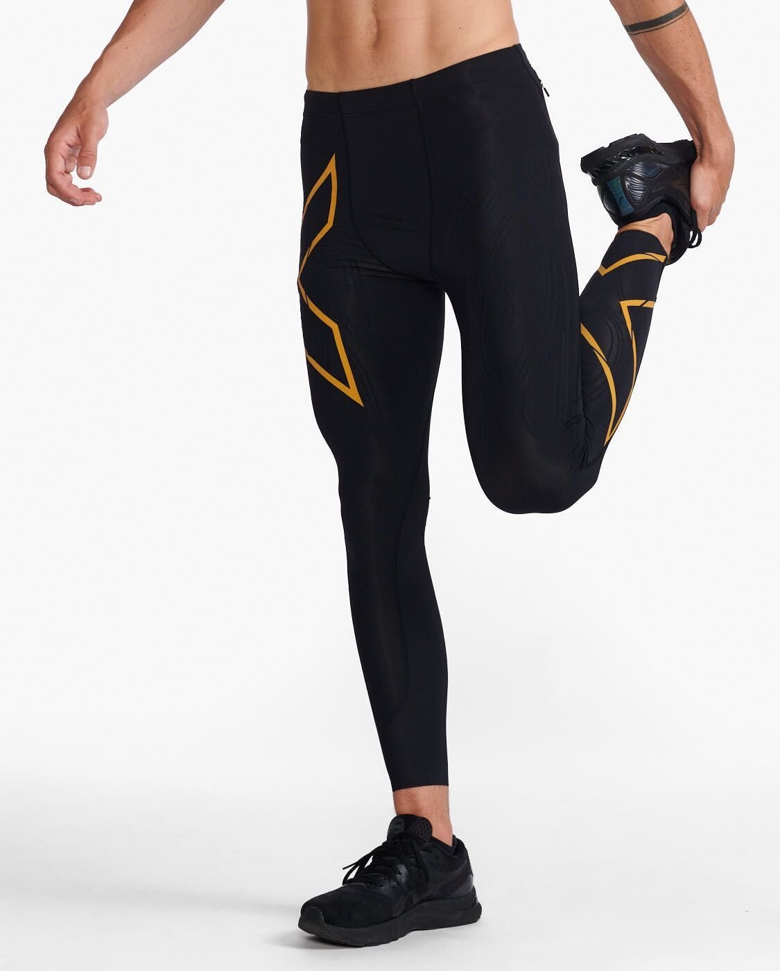 2XU South Africa - Men's Light Speed Compression Tights - Black/Turmeric Reflective