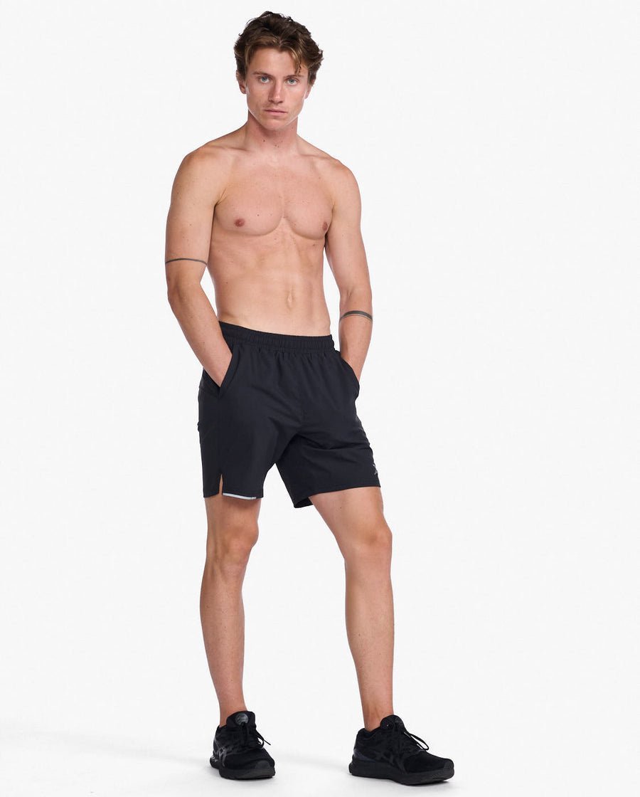 2XU South Africa - Mens Aero 7 Inch Shorts - BLK/SRF