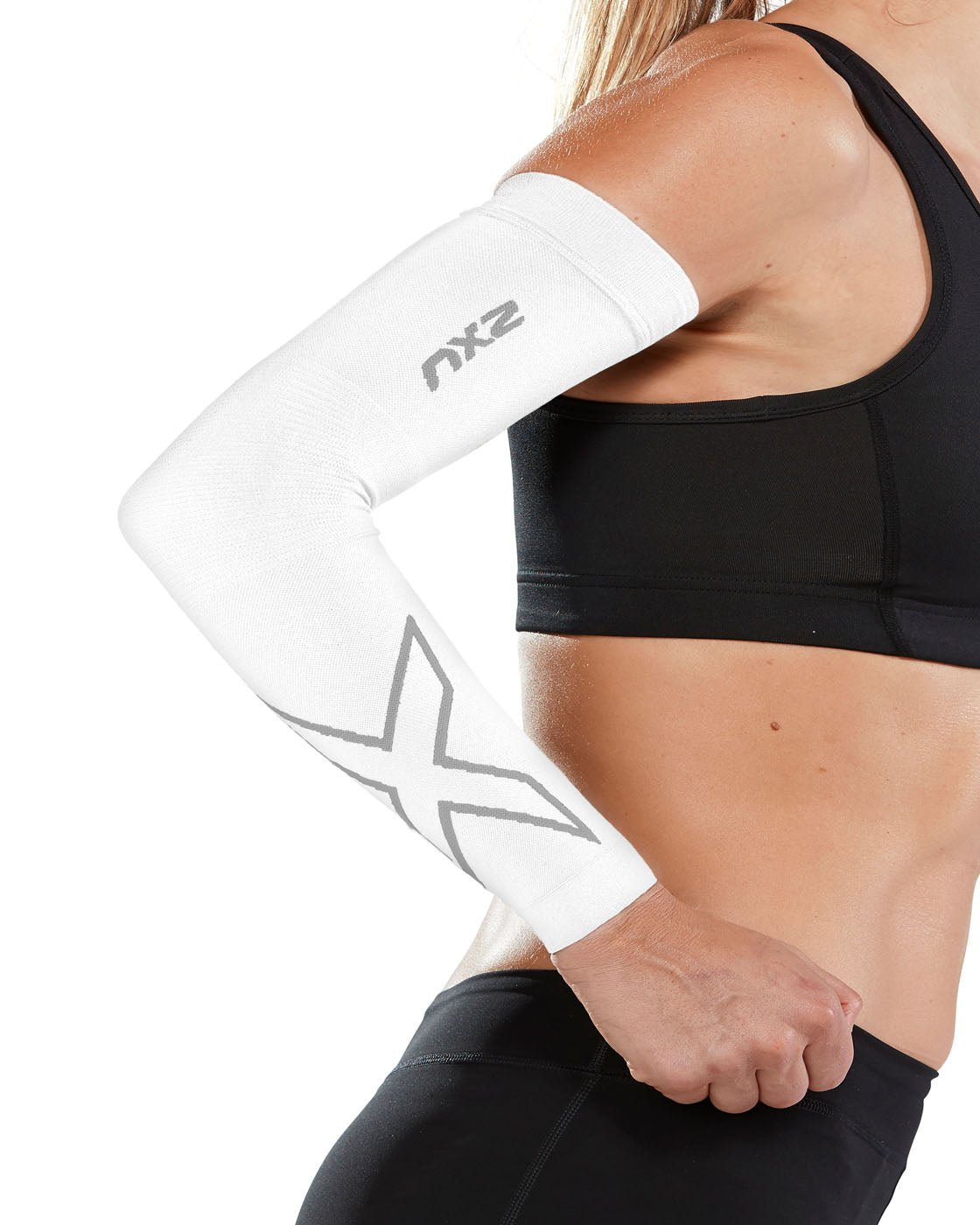 2XU South Africa - Flex Compression Arm Sleeves - White/Grey