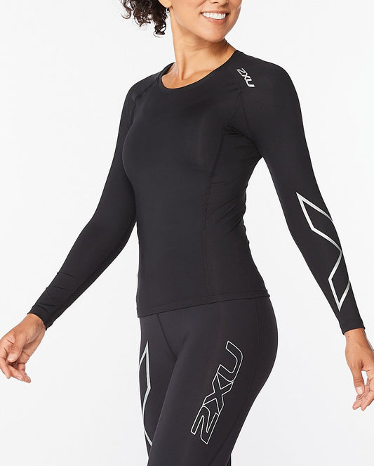 2XU South Africa - Women's Core Compression Long Sleeve - Black/Silver