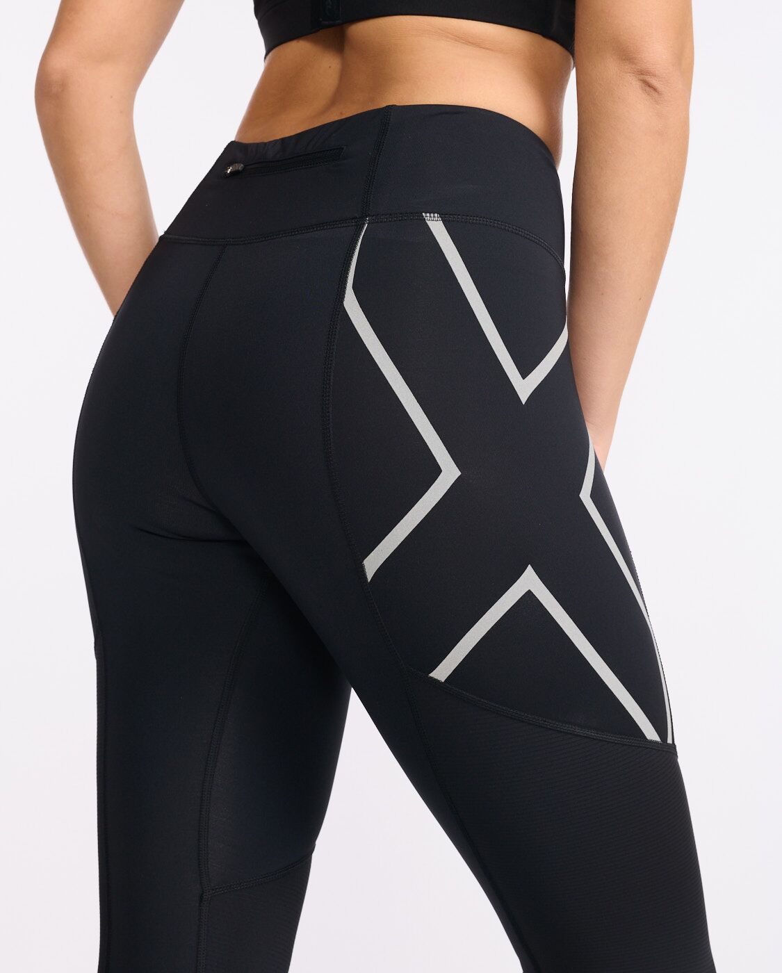 2XU South Africa - Womens Aero Vent Mid-Rise Compression Tights - Black/Silver Reflective