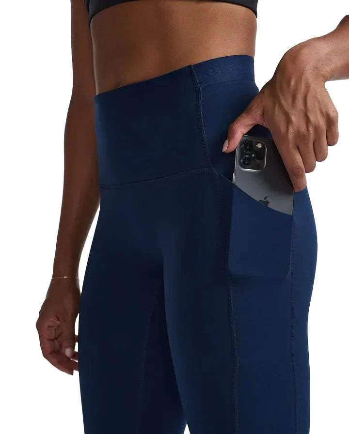 2XU South Africa - Women's Form Stash Hi - Rise Compression Tights - Midnight / White - Midnight / White