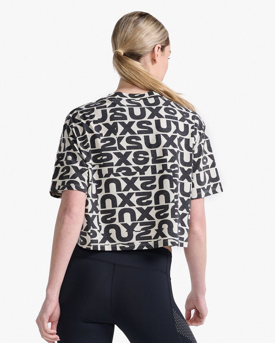 2XU South Africa - Womens Form Crop Tee - Abstract - Abstract Mono/Abstract Mono