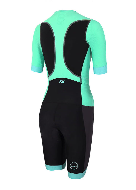 Zone 3 Aquaflow Plus Shrt Sleeve Trisuit - BLK/MNT