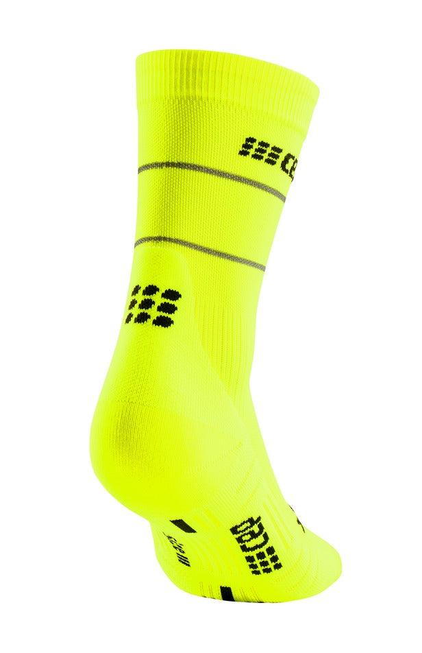 CEP Reflective Compression Socks Women's Mid Cut - Neon Yellow