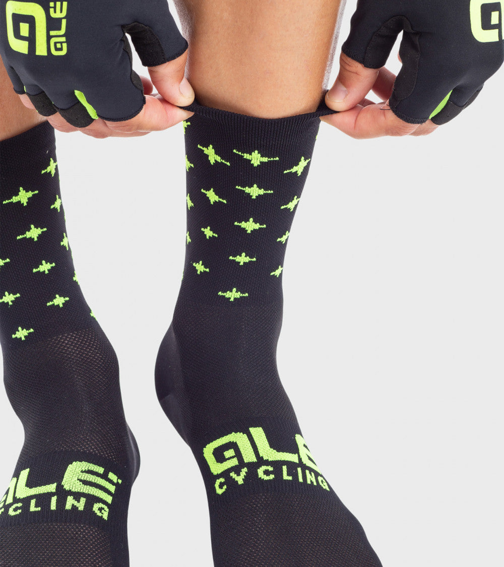 ALÈ Star Socks - Black / Fluo Yellow