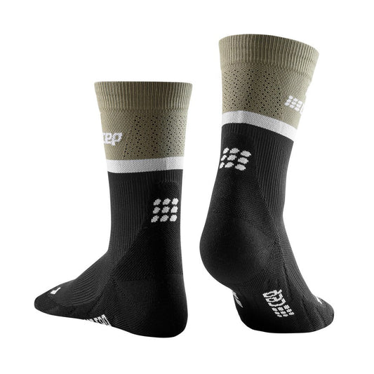 CEP Run Compression Socks Men's Mid Cut - Olive / Black