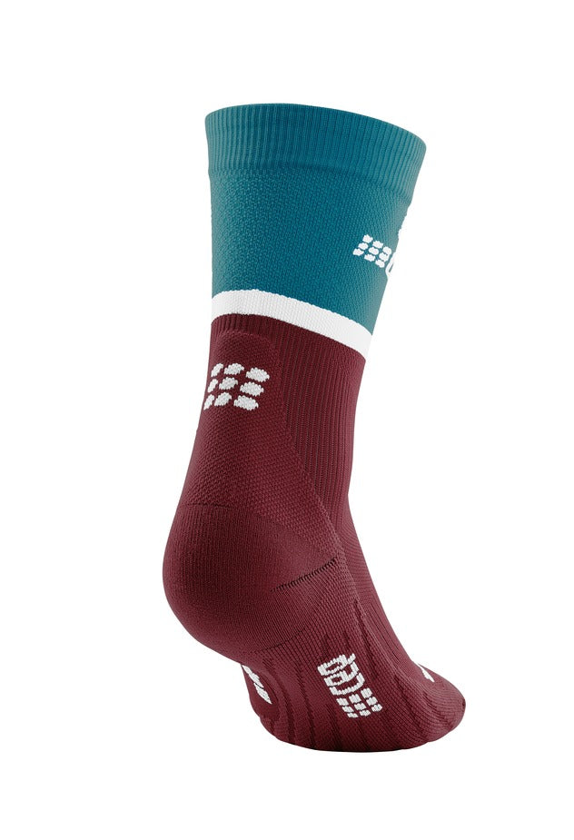 CEP Run Compression Socks Men's Mid Cut - Petrol / Dark Red