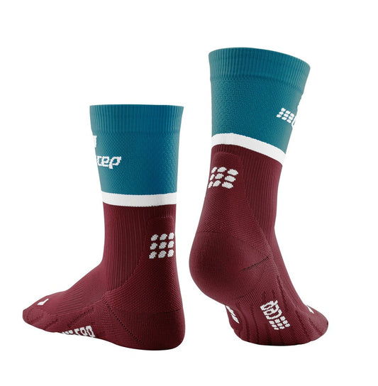 CEP Run Compression Socks Men's Mid Cut - Petrol / Dark Red