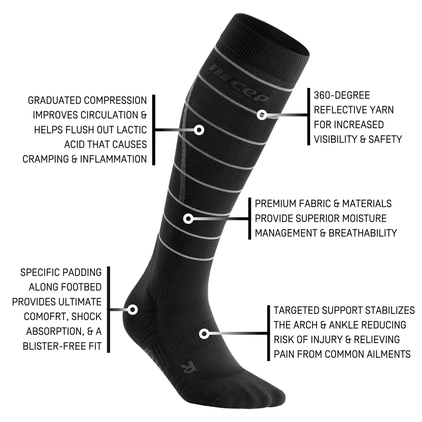 CEP Reflective Tall Sock Men's - Black