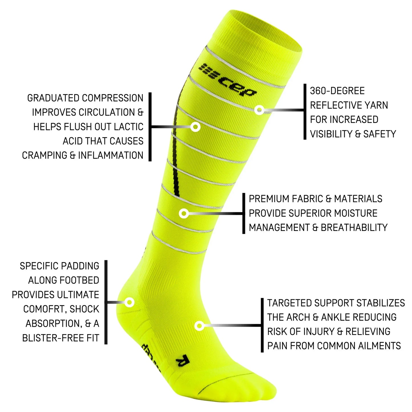 CEP Reflective Tall Sock Women's - Neon Yellow