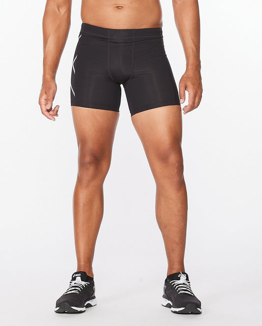 2XU South Africa - Men's Core Compression 1/2 Shorts - Black/Silver