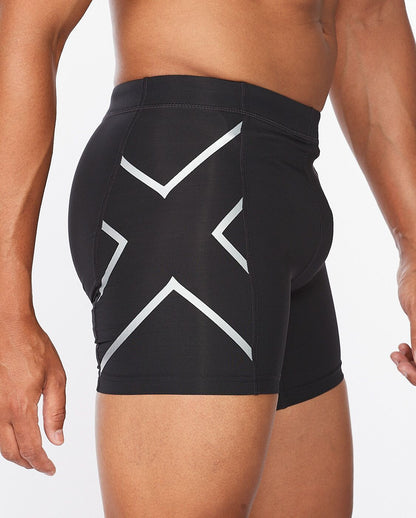 2XU South Africa - Men's Core Compression 1/2 Shorts - Black/Silver