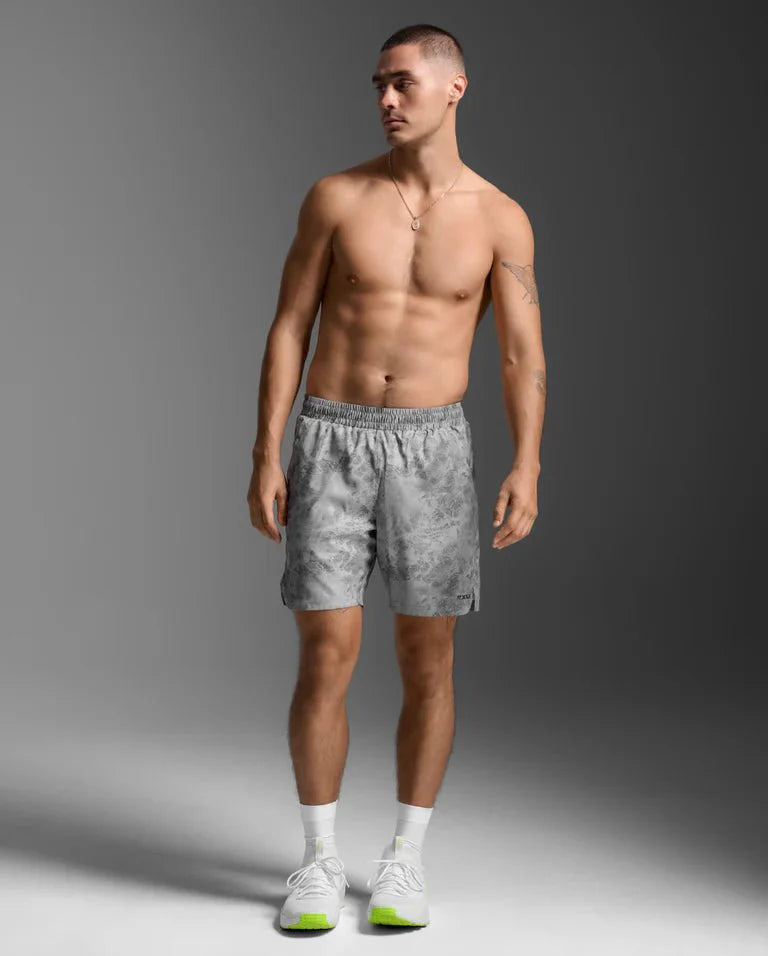 2XU South Africa - Men's Aero 7 Inch Shorts - Weathervane Marble/Blk Reflect