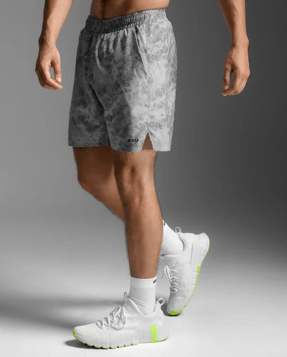 2XU South Africa - Men's Aero 7 Inch Shorts - Weathervane Marble/Blk Reflect