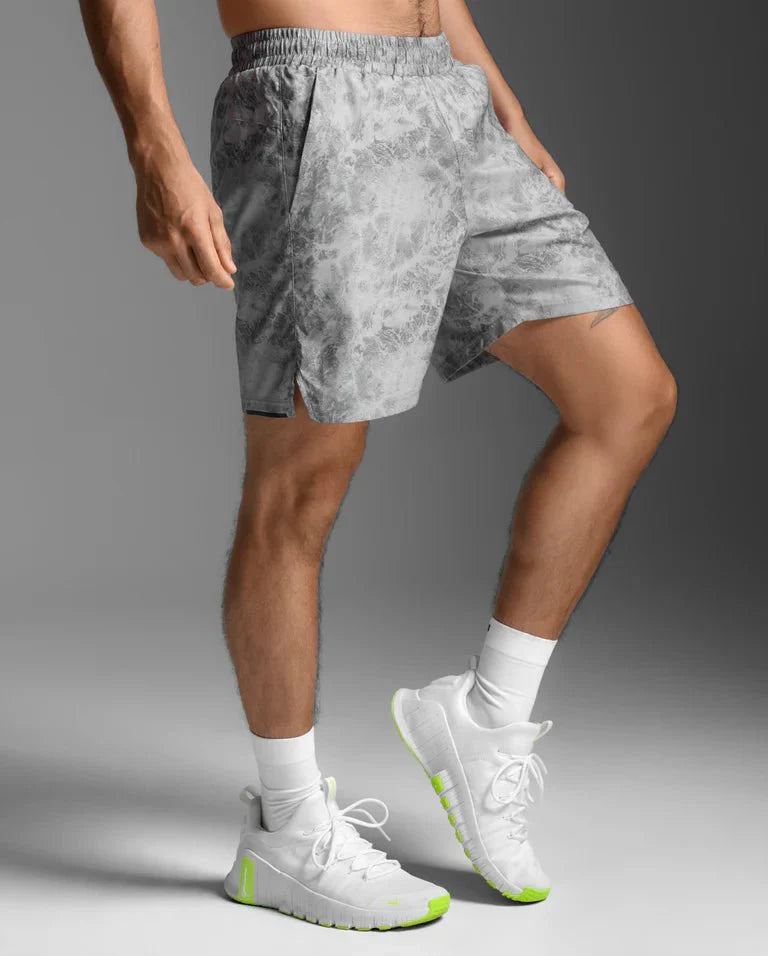2XU South Africa - Men's Aero 7 Inch Shorts - Weathervane Marble/Blk Reflect