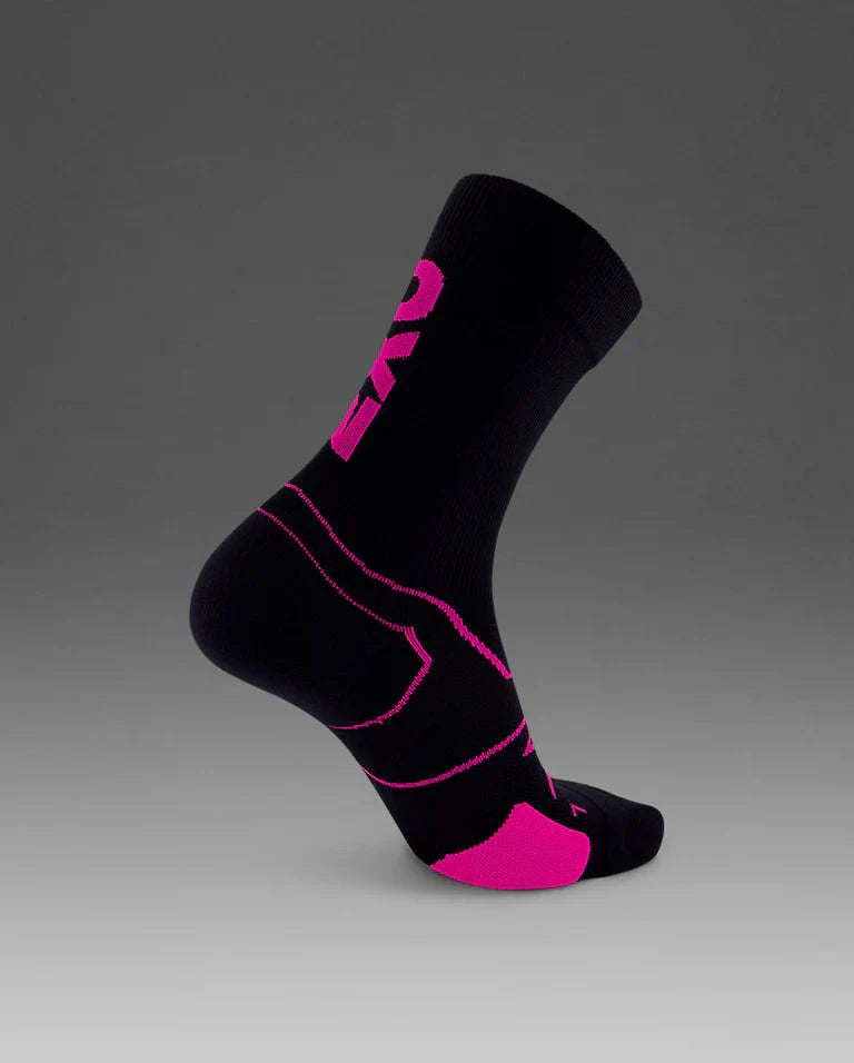 2XU South Africa - Vectr Cushion Crew Socks - Black/Fuchsia
