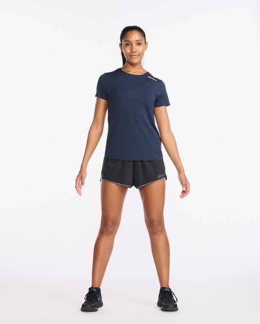 2XU South Africa - Womens Light Speed Tee - Midnight - Midnight/Silver Reflective