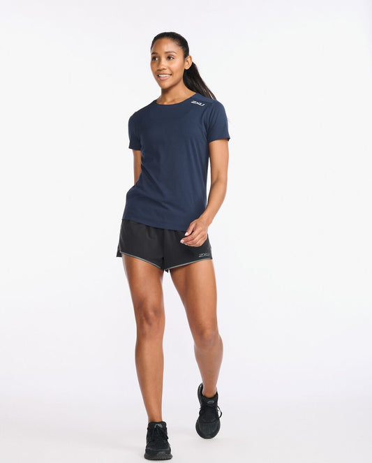 2XU South Africa - Womens Light Speed Tee - Midnight - Midnight/Silver Reflective