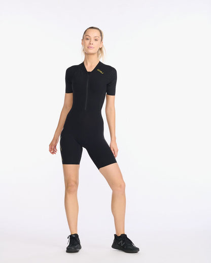 2XU South Africa - Womens Light Speed Tech Sleeved Trisuit - Black/Copper Reflective