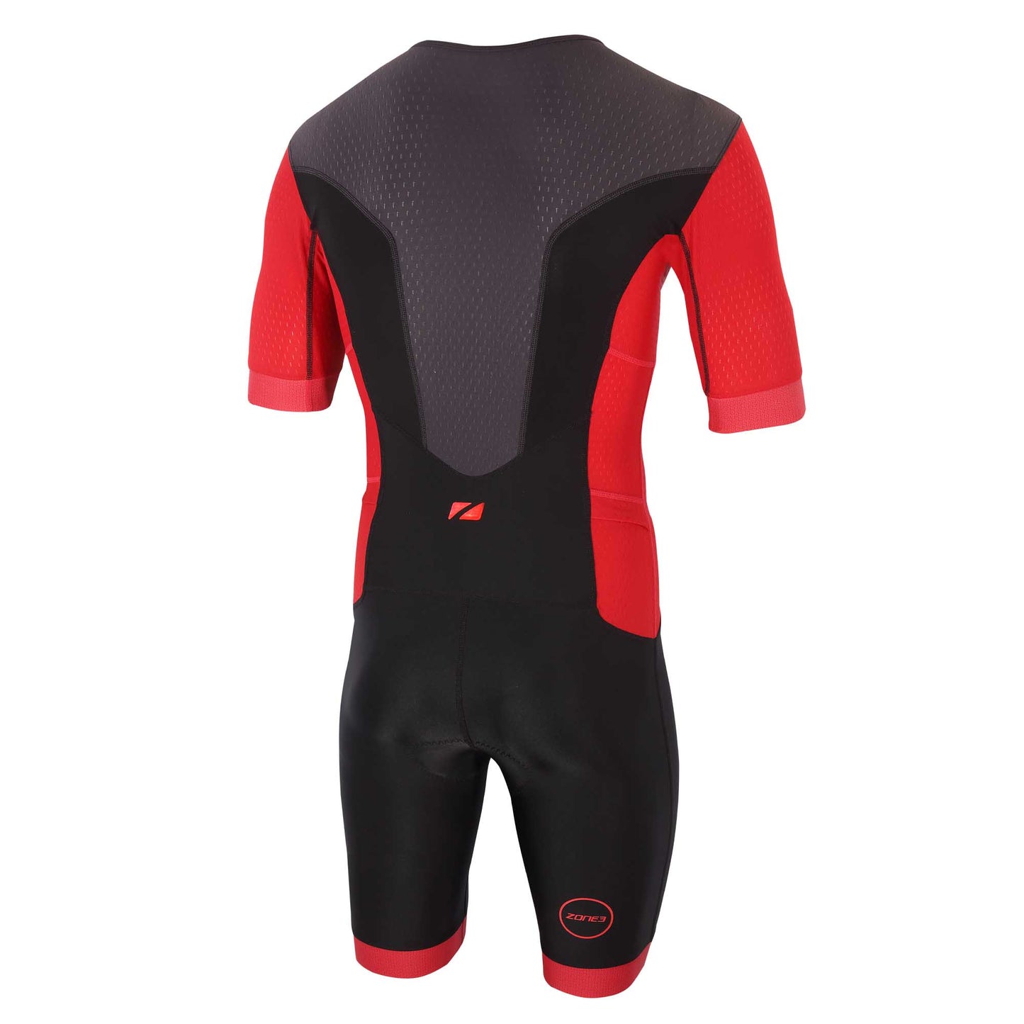 Zone 3 Aquaflow + Short Sleeve Full Zip Trisuit - BLK/RED/GRY