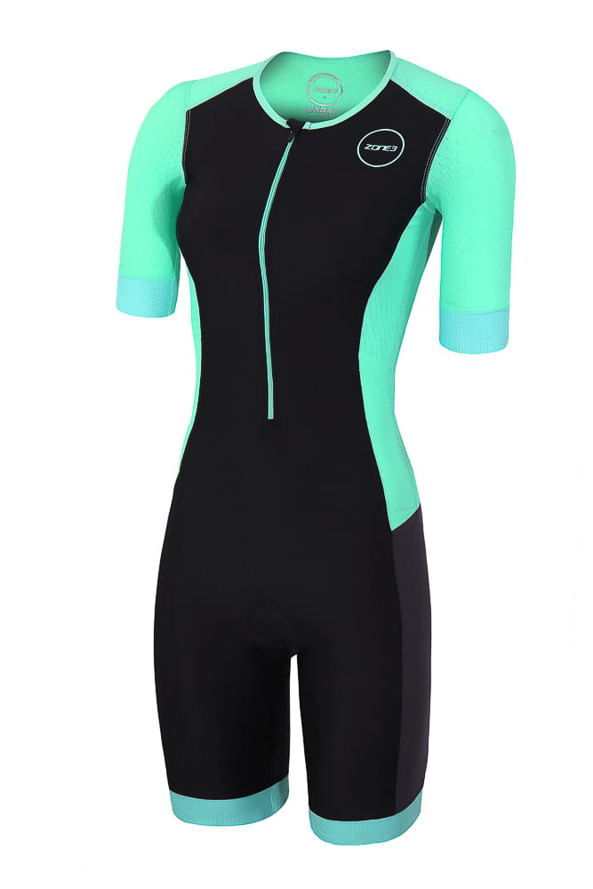 Zone 3 Aquaflow Plus Shrt Sleeve Trisuit - BLK/MNT
