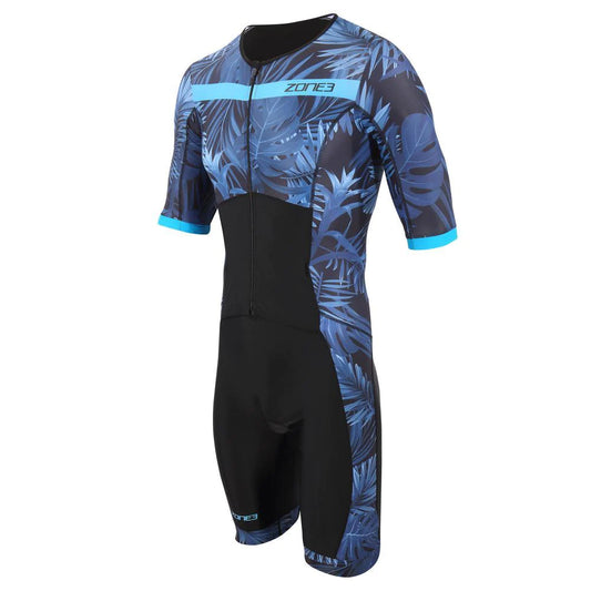 ZONE3 Active+ Full Zip Short Sleeve Trisuit - Tropical Palm