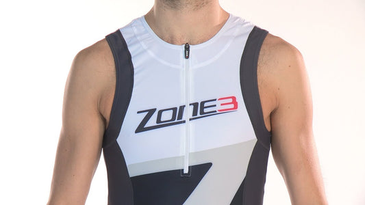 Zone 3 Men's Lava Long Distance Tri Top Cream/Grey