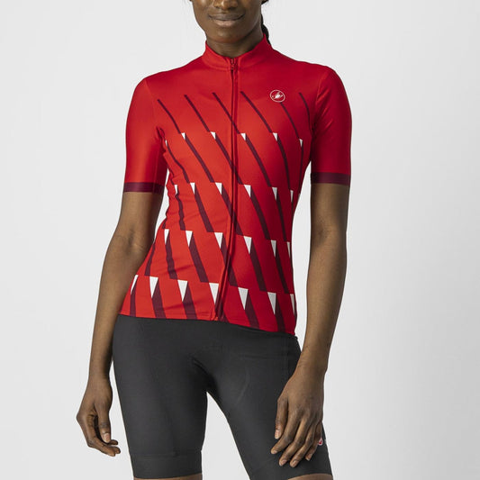 CASTELLI Pendio Women's Jersey - Red, Bordeaux White