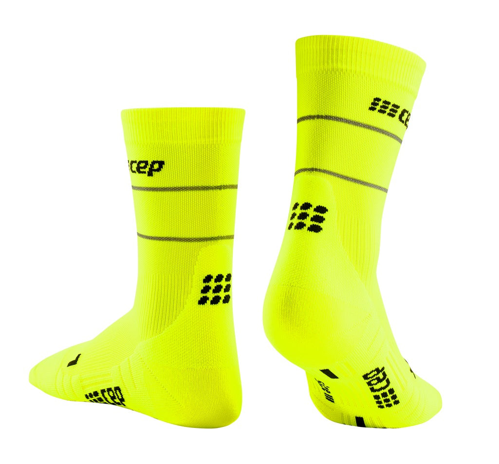 CEP Reflective Compression Socks Men's Mid Cut - Neon Yellow
