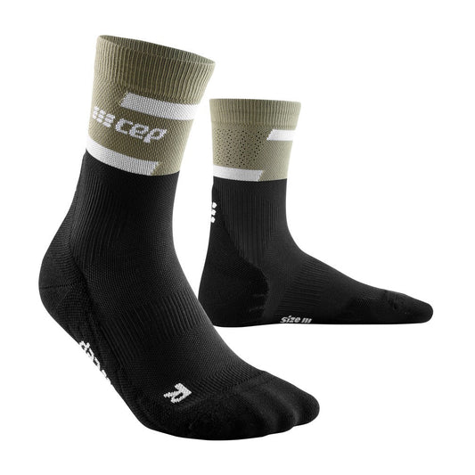CEP Run Compression Socks Men's Mid Cut - Olive / Black