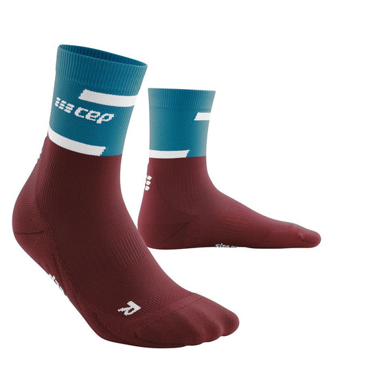 CEP Run Compression Socks Men's Mid Cut - Petrol / Dark Red