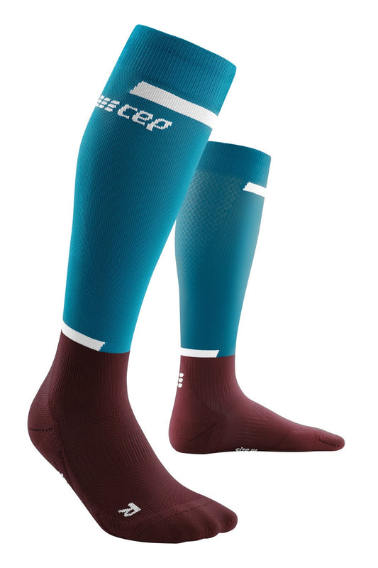 CEP Run Compression Socks Tall Men's - Petrol / Dark Red